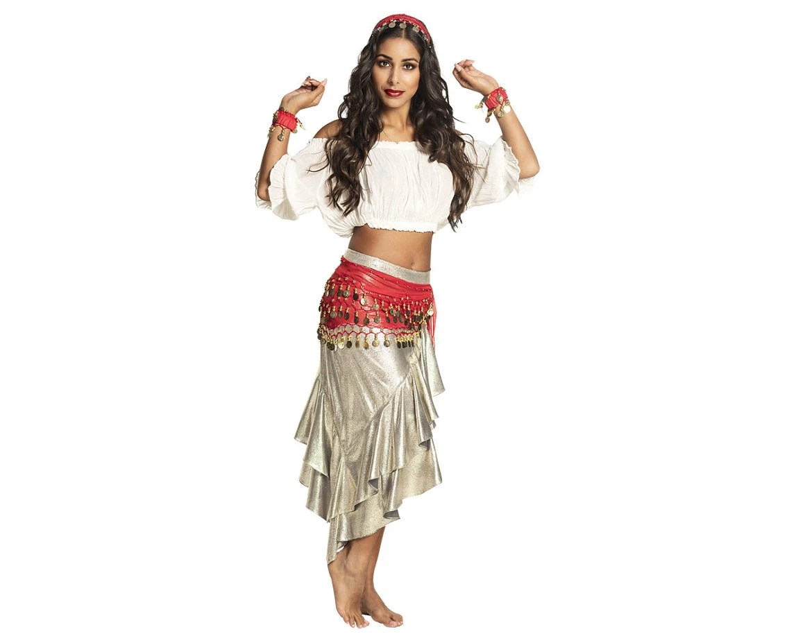 Gypsy set (red headband, 2 bracelets, belt)