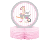 Decorative honeycomb Farmhouse 1st Birthday, pink, 30x23 cm