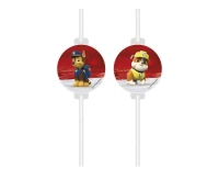 Paper medallion flexi drinking straws Paw Patrol, 4 pcs EOL