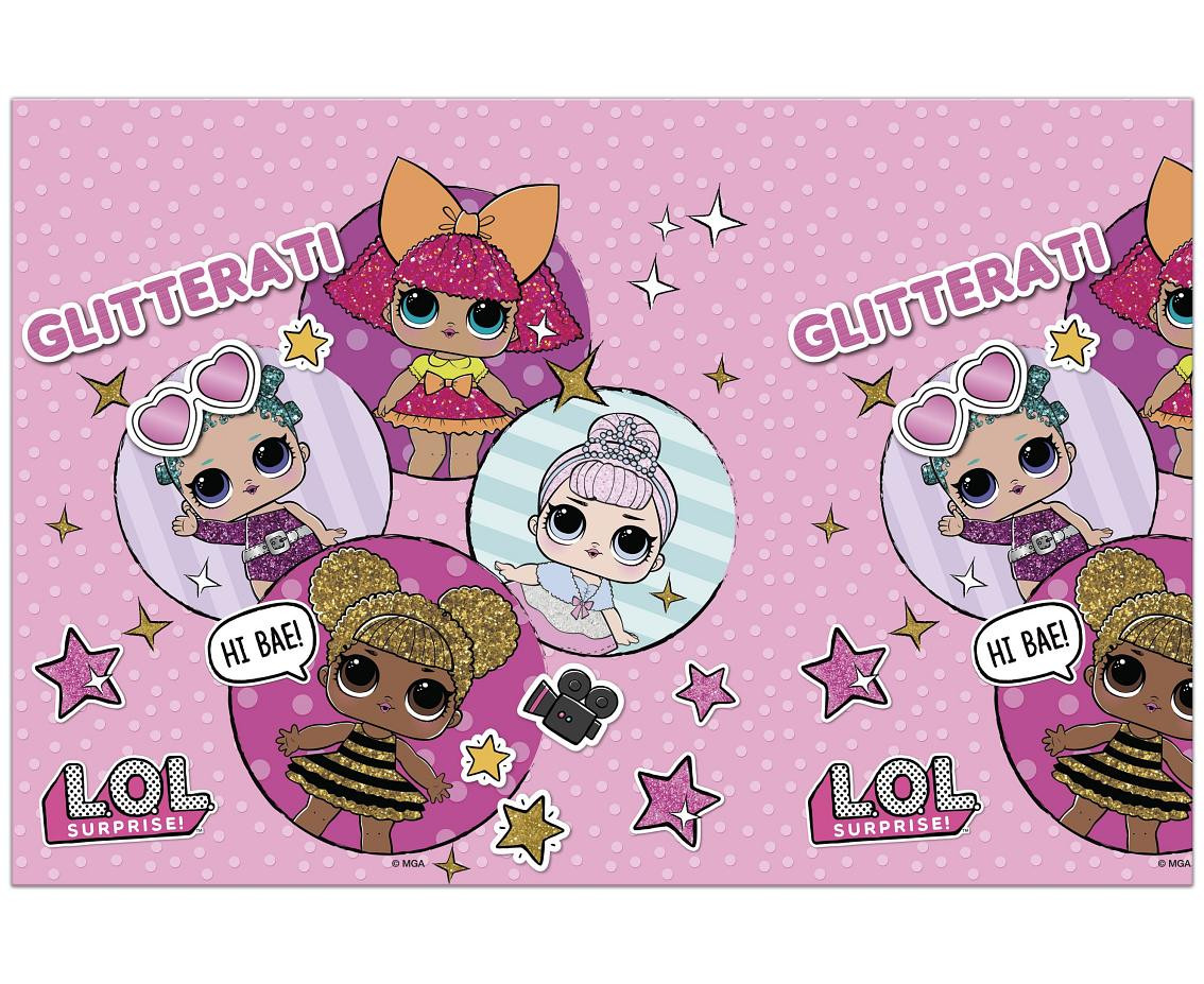 Plastic table cover LOL Glitterati, size 120x180 cm