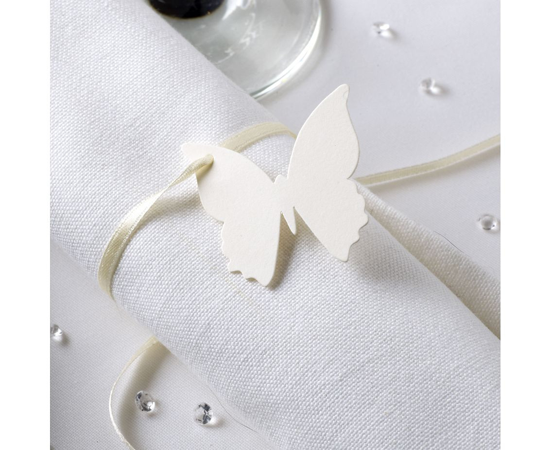Elegant tag Butterfly, ivory, 10 pcs