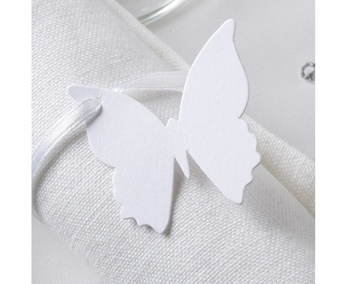 Elegant tag Butterfly, white, 10 pcs