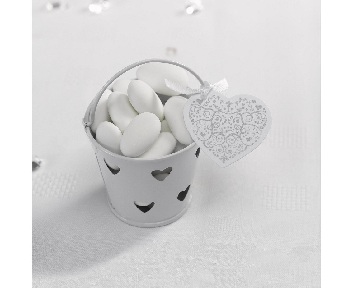 Elegant tag Vintage Romance, white-silver, 10 pcs