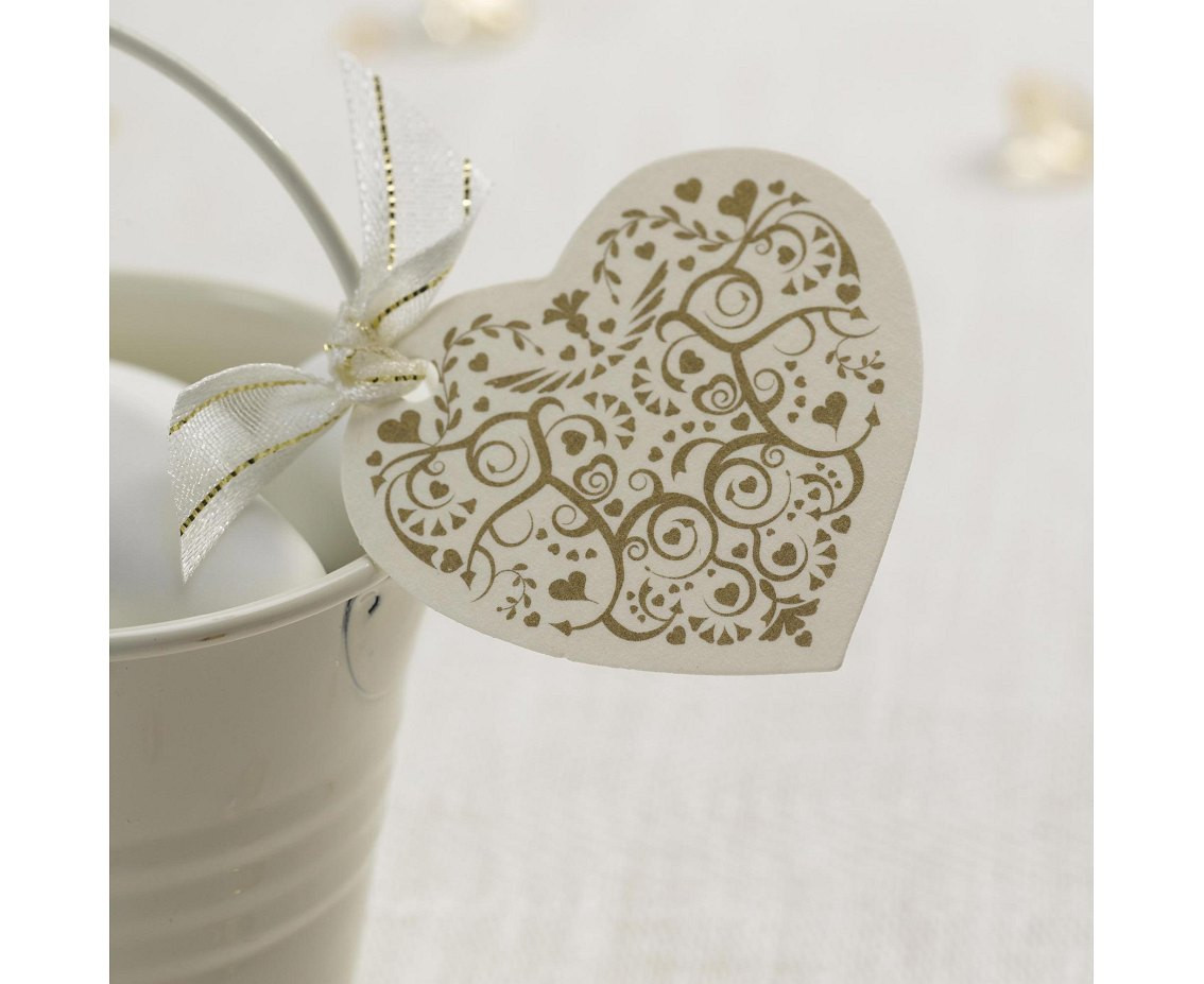 Elegant tag Vintage Romance, ivory-gold, 10 pcs