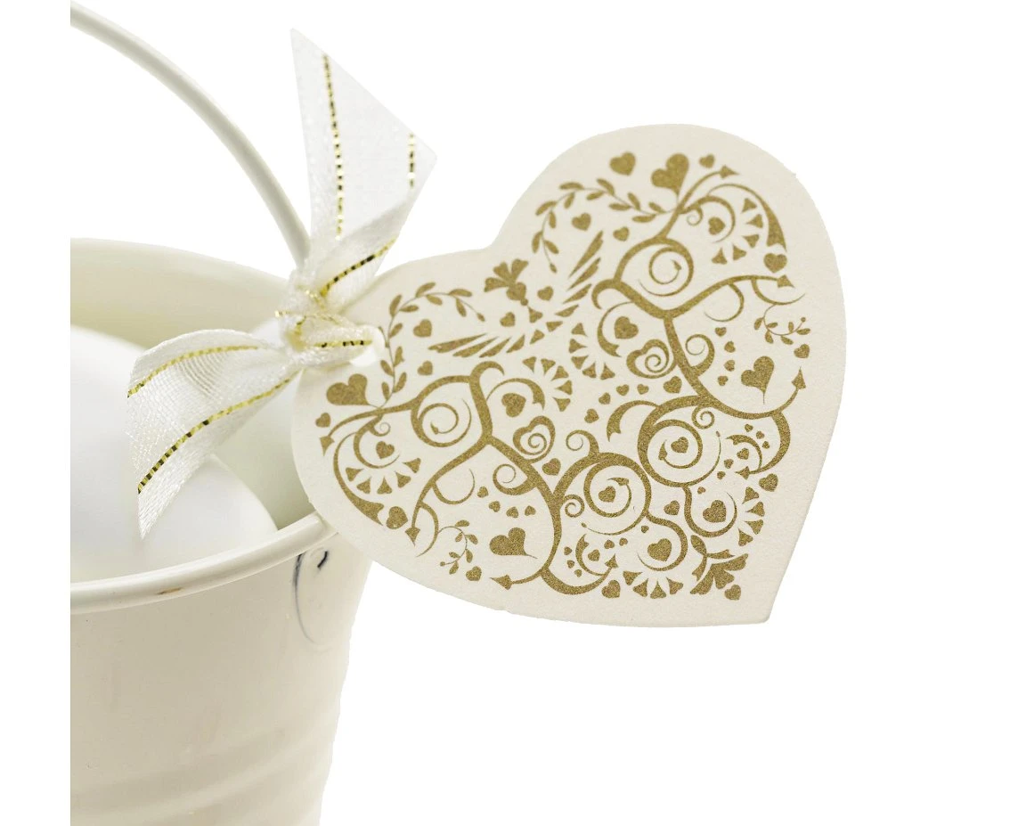 Elegant tag Vintage Romance, ivory-gold, 10 pcs