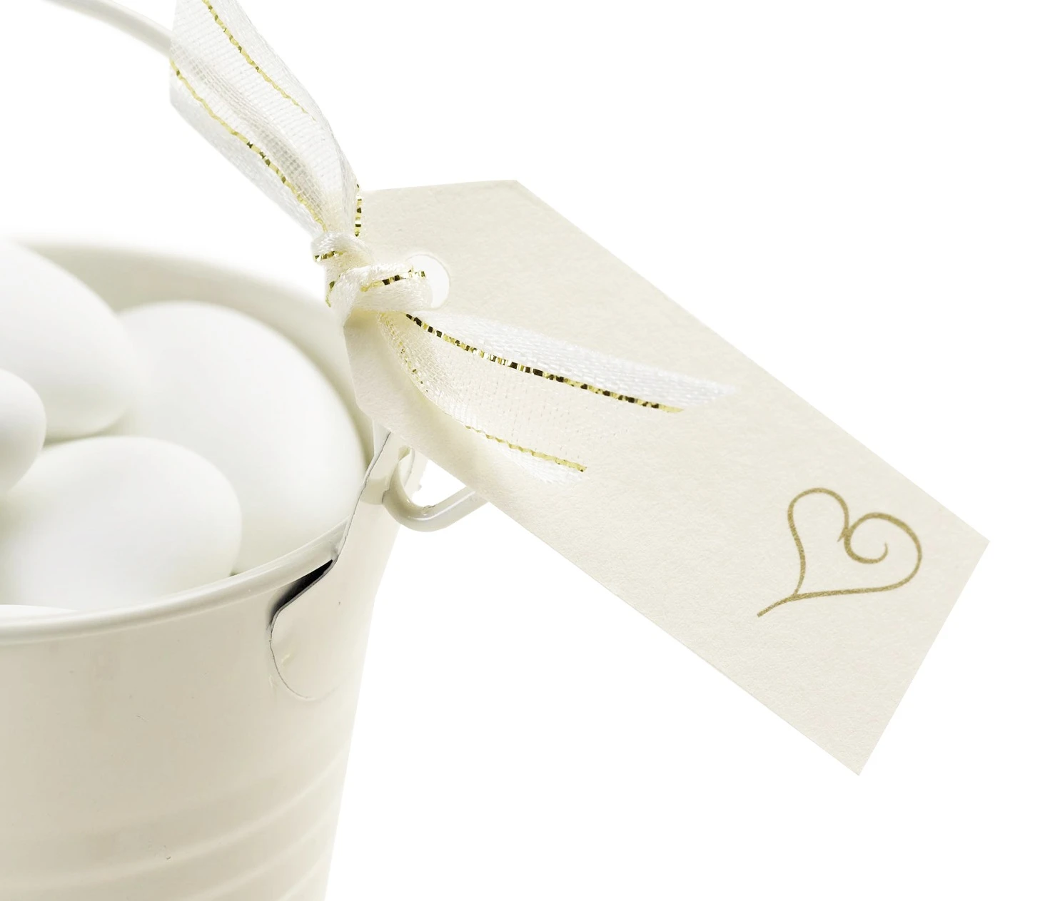 Elegant tag Contemporary Heart, ivory-gold, 10 pcs