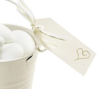 Elegant tag Contemporary Heart, ivory-gold, 10 pcs