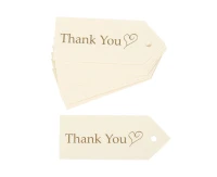 Elegant tag Contemporary Heart - Thank you, ivory-gold, 10 pcs