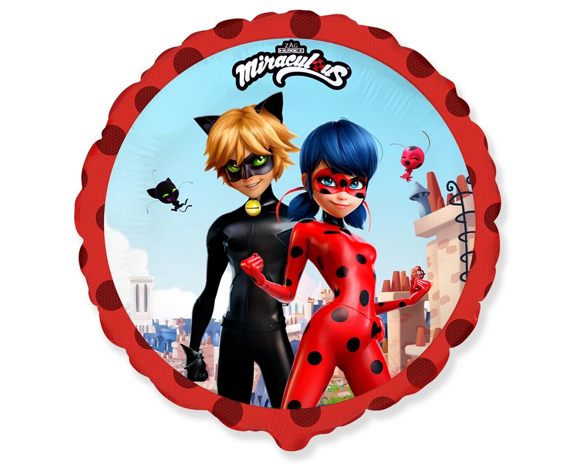 Foil balloon 18" FX - Miraculous - Street (round),  unpacked (flat)