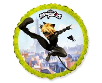Foil balloon 18" FX - Miraculous - Cat Noir (round),  unpacked (flat)
