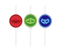 Paper medallion drinking straws Pj Masks, 4 pcs EOL