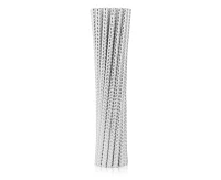 Drinking paper straws, silver shiny patterns, 6x197 mm / 12 pcs EOL