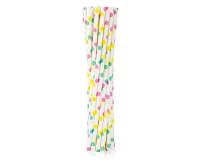 Drinking paper straws, colorful dots, 6x197 mm / 12 pcs