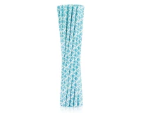Drinking paper straws, blue lace, 6x197 mm / 12 pcs EOL