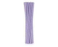 Drinking paper straws, lilac chevron, 6x197 mm / 12 pcs, ec EOL
