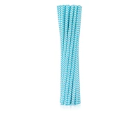 Drinking paper straws, light blue chevron, 6x197 mm / 12 pcs, EC EOL