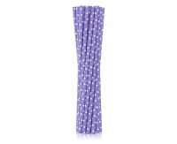 Drinking paper straws, purple in white dots, 6x197 mm / 12 pcs, EC EOL