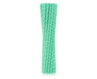 Drinking paper straws, green in white dots, 6x197 mm / 12 pcs, EC EOL