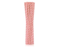 Drinking paper straws, light pink with white dots, 6x197 mm / 12 pcs, EC EOL
