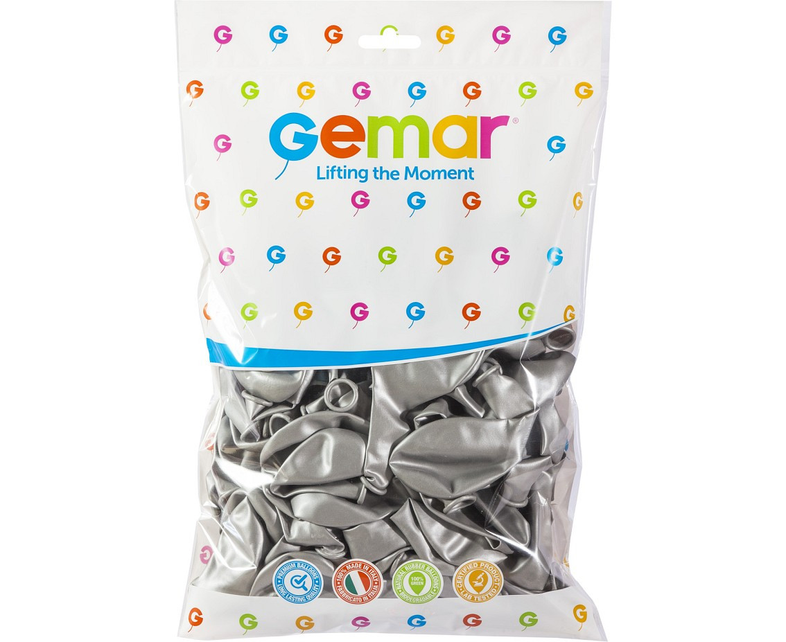 Balloons Gemar 8", silver, 100pcs