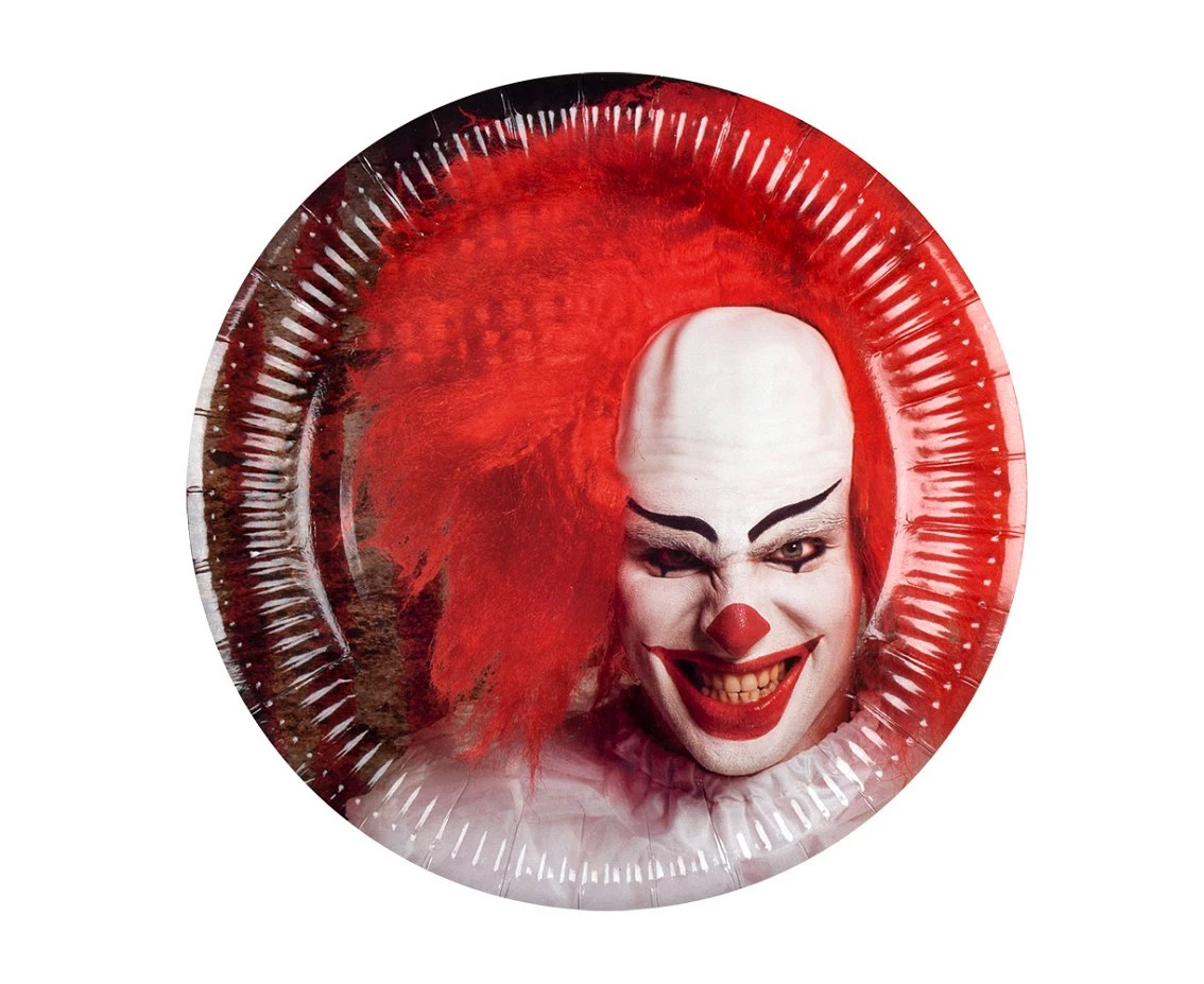 Paper plates Horror Clown, 23 cm, 6 pcs EOL