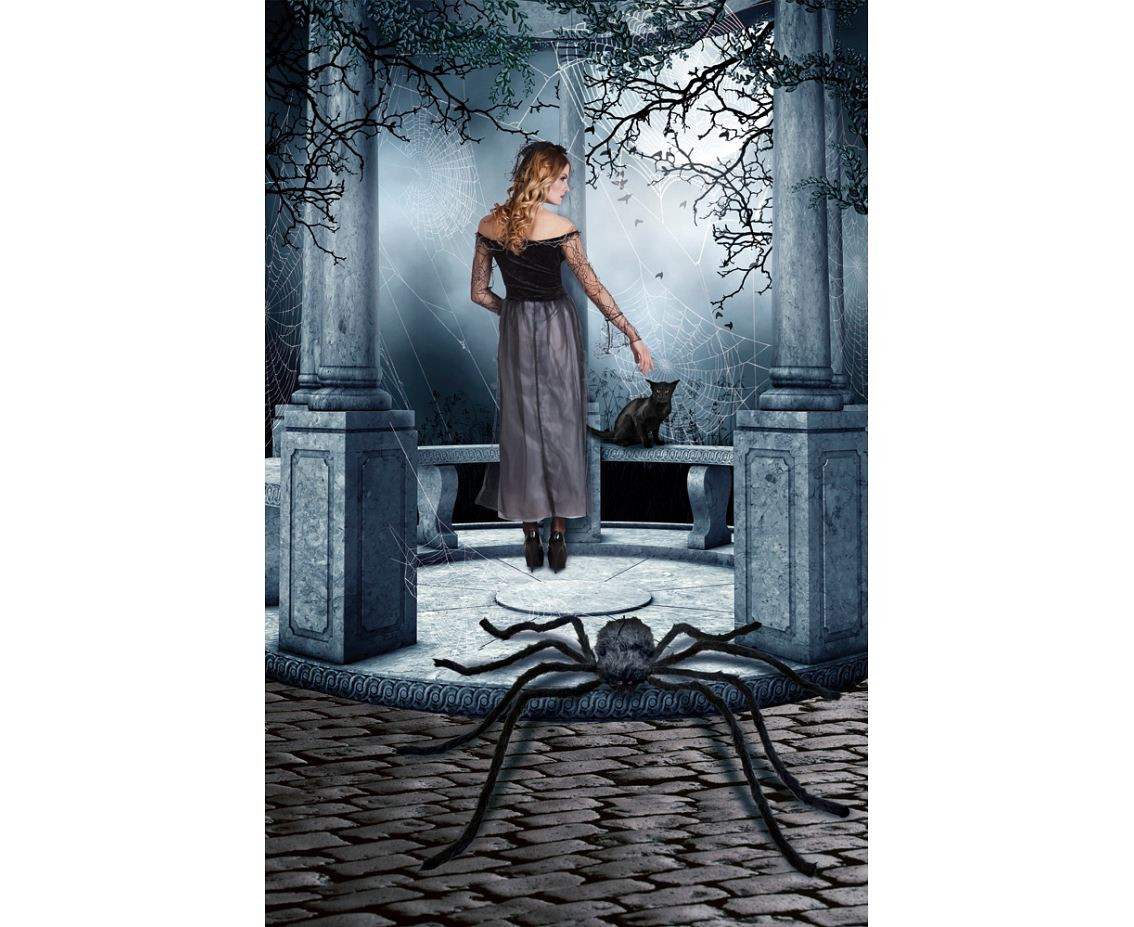 Hairy spider, black, 125 cm