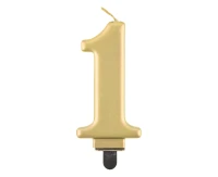 Birthday candle digit 1, metallic gold, 8.0 cm