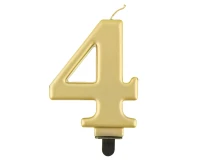 Birthday candle digit 4, metallic gold, 8.0 cm
