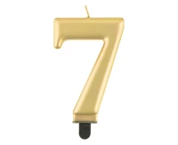 Birthday candle digit 7, metallic gold,  8.0 cm