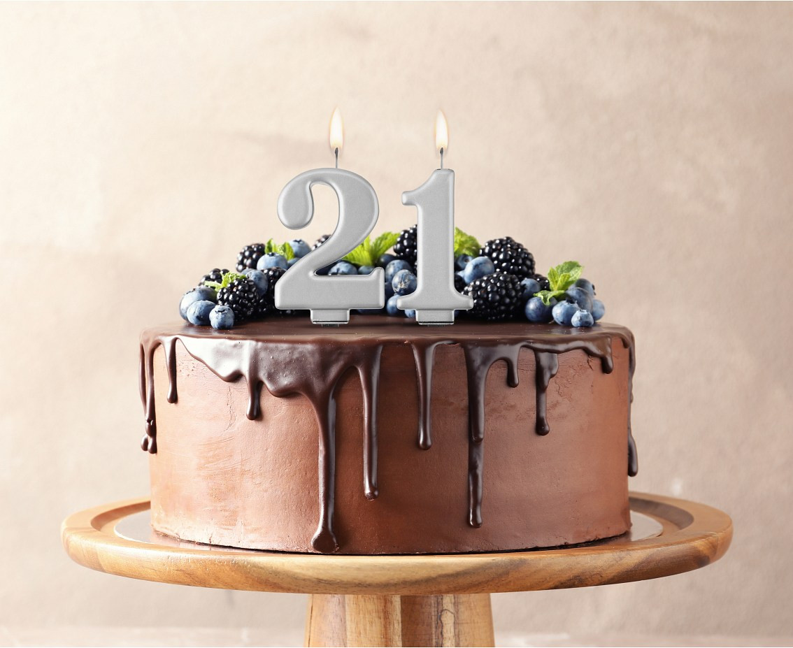 Birthday candle digit 1, metallic silver, 8 cm