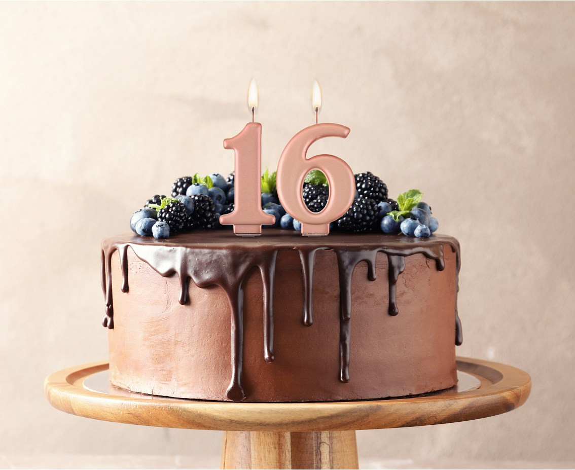 Birthday candle digit 1, metallic rosegold, 8 cm