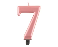 Birthday candle digit 7, metallic rosegold, 8 cm