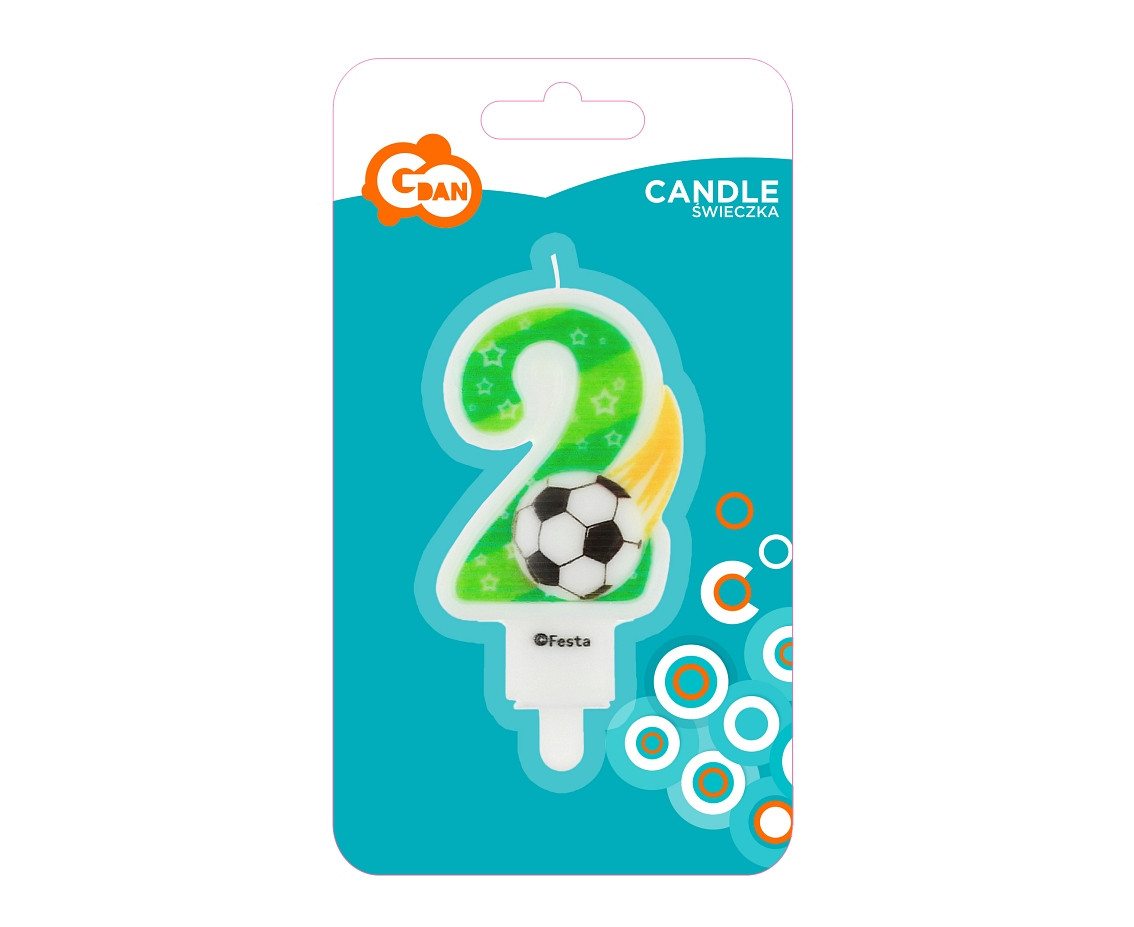 Candle number 2, with ball, 7,8 cm EOL