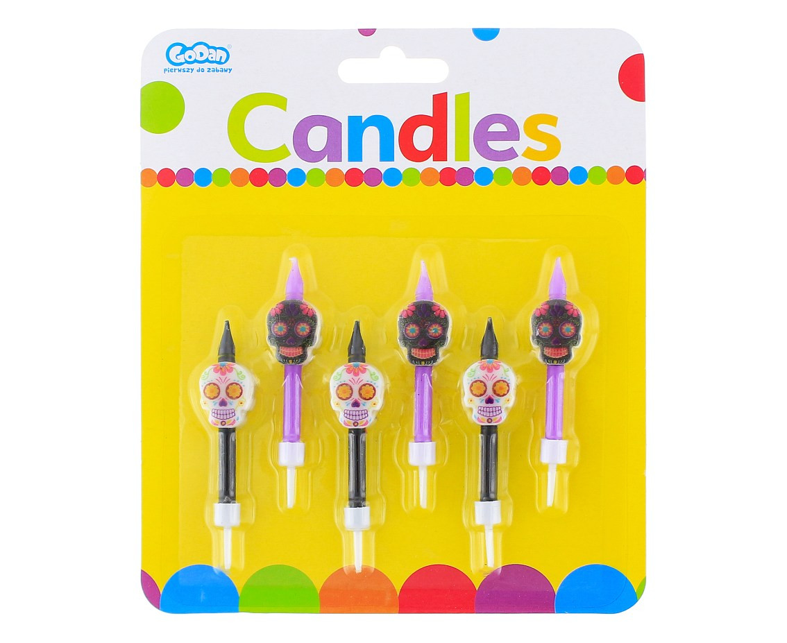 Birthday candles Dia De Los Muertos masks , 6 pcs. EOL