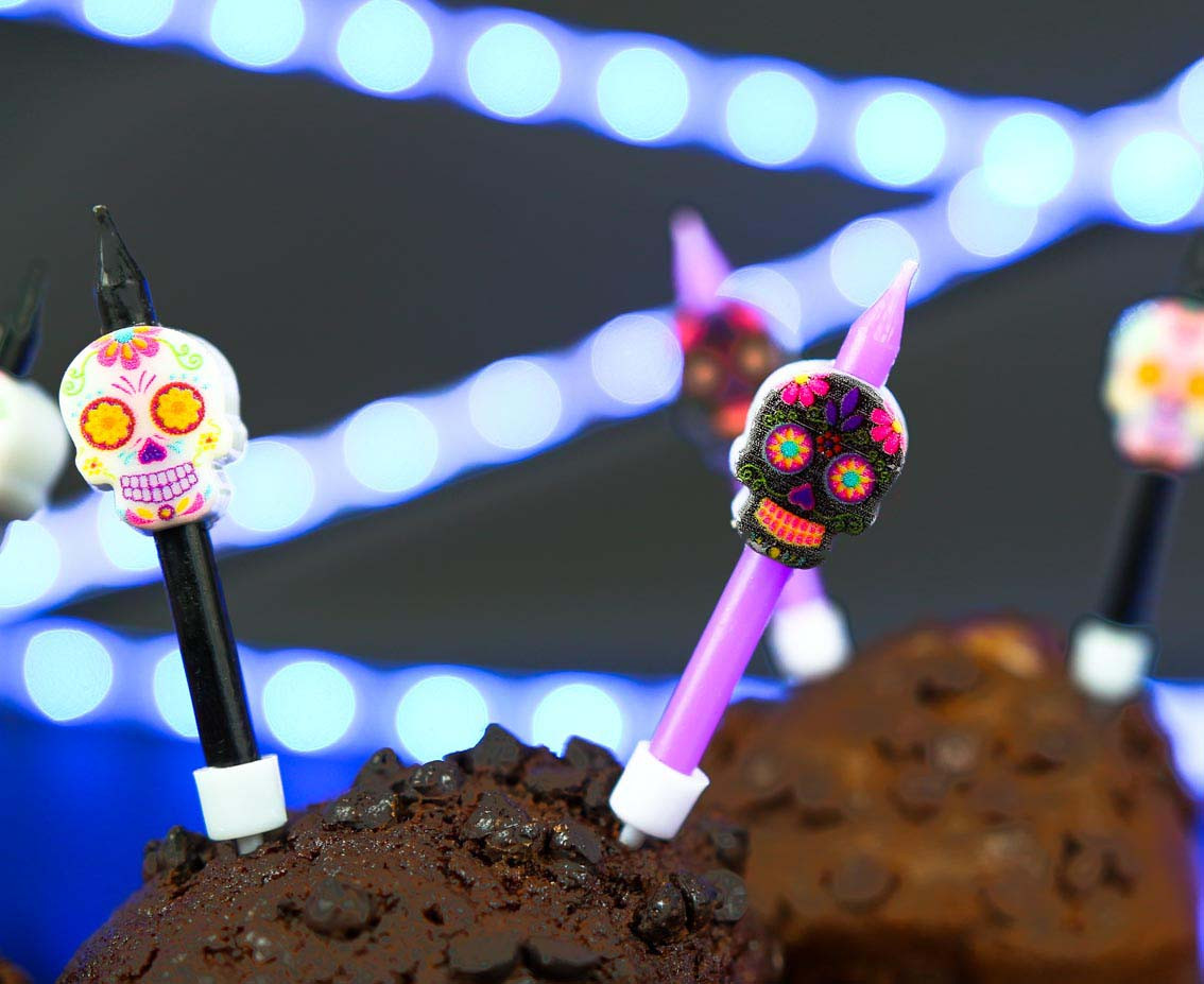 Birthday candles Dia De Los Muertos masks , 6 pcs. EOL