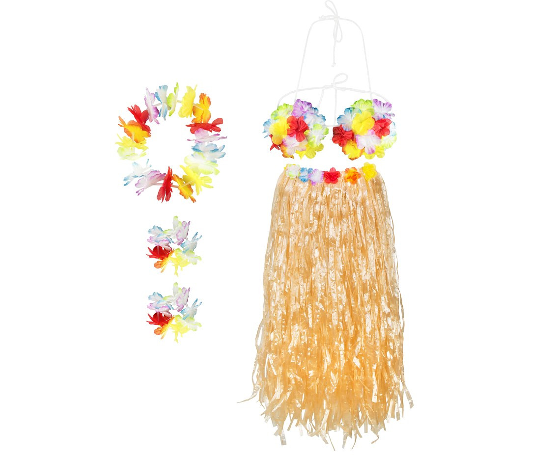 Hawaiian set Paradise (headband, shell bra, skirt, 2 bracelets)