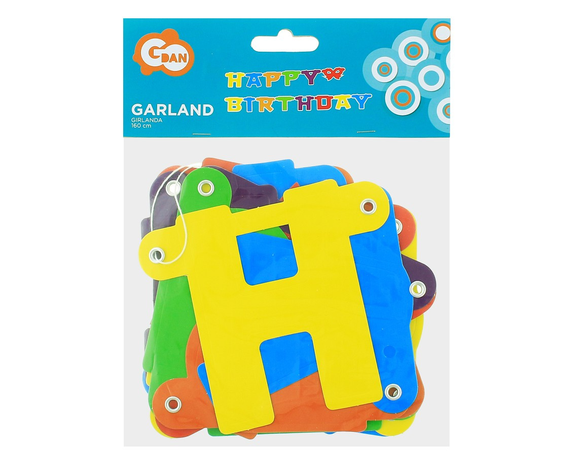 Paper garland Happy Birthday, colorful, 160 cm EOL