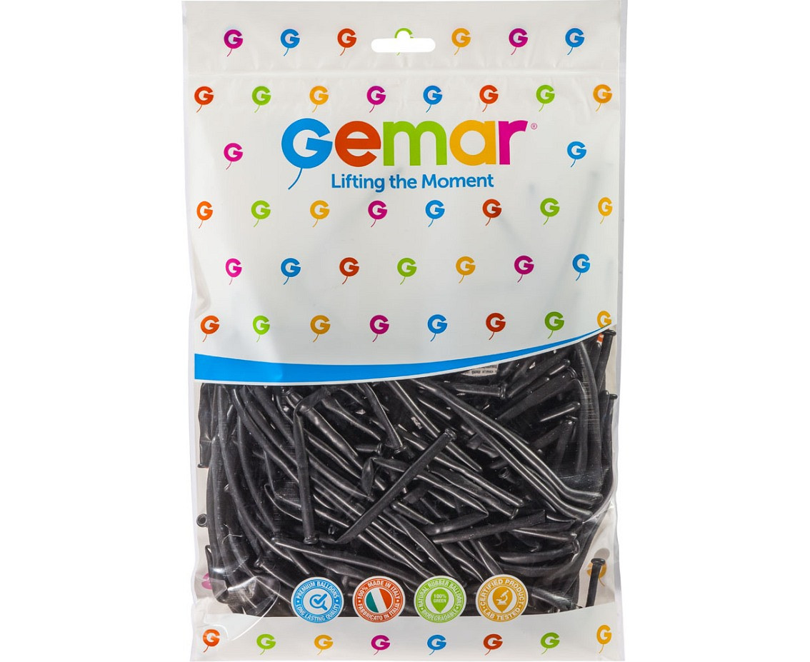 Balloons Gemar, modelling balloon type 160, black, 100pcs
