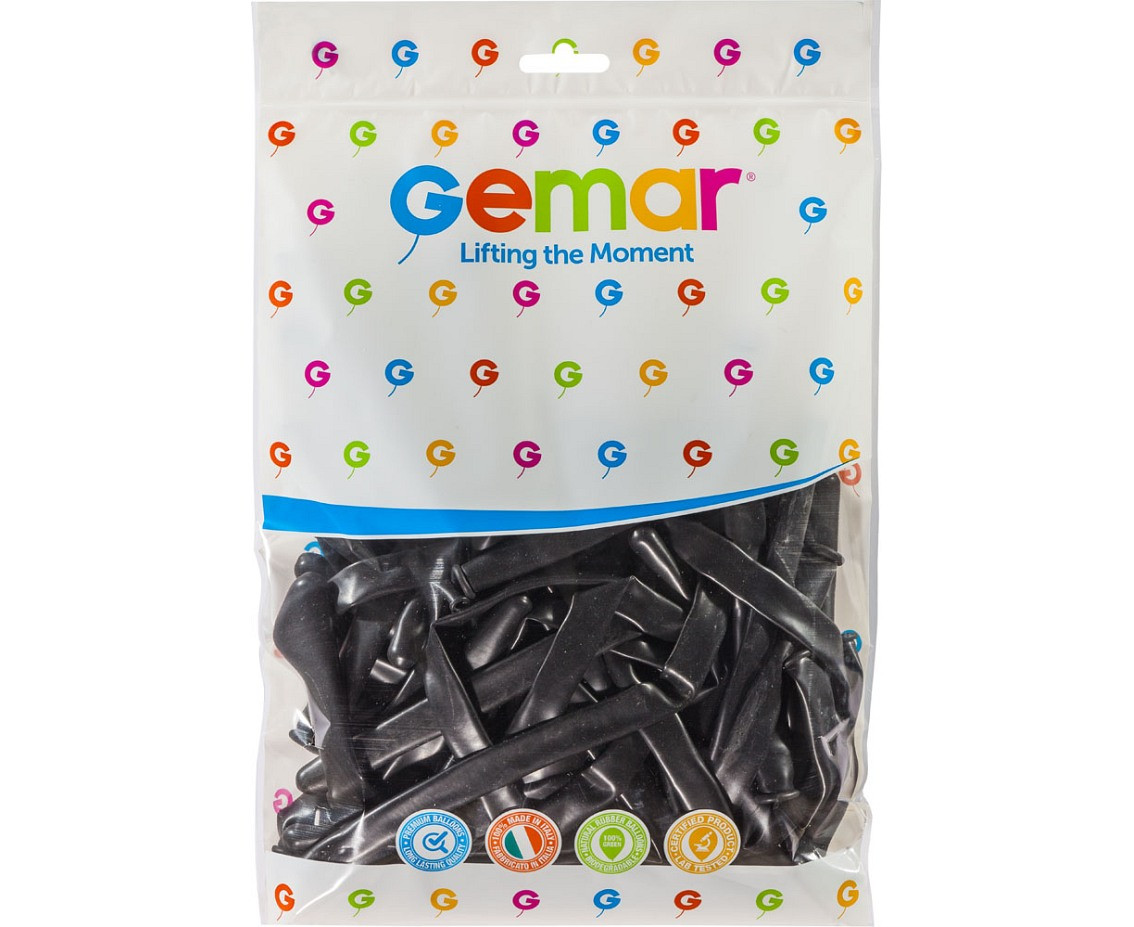 Balloons Gemar, modelling balloon type 350, black, 100pcs