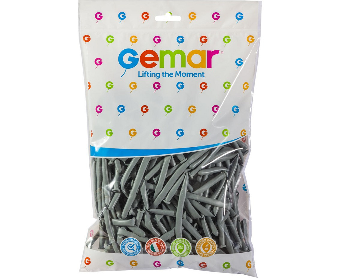 Balloons Gemar, modelling balloon, grey, 100pcs