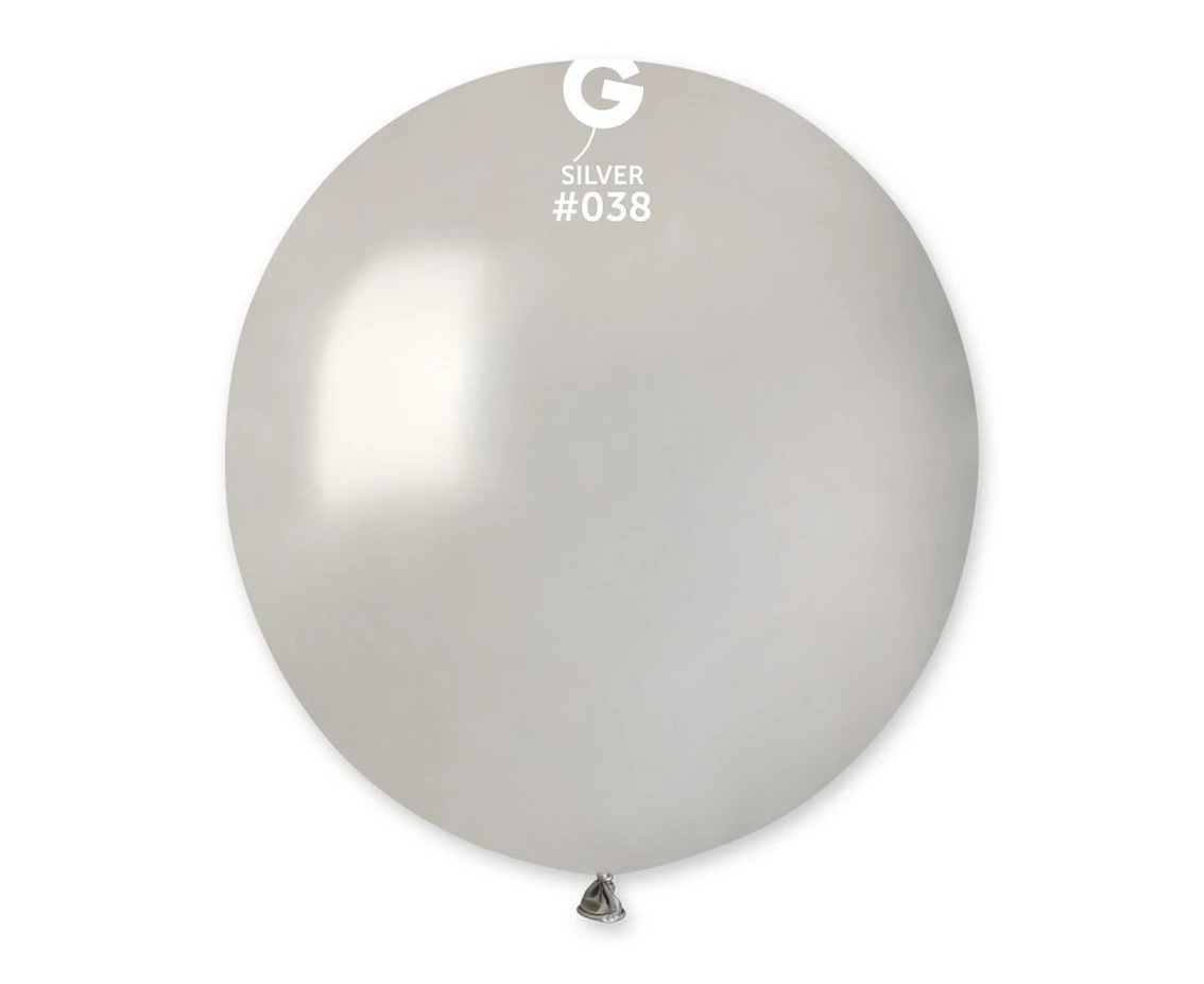 Balloons gemar 19", metallic silver, 50pcs EOL
