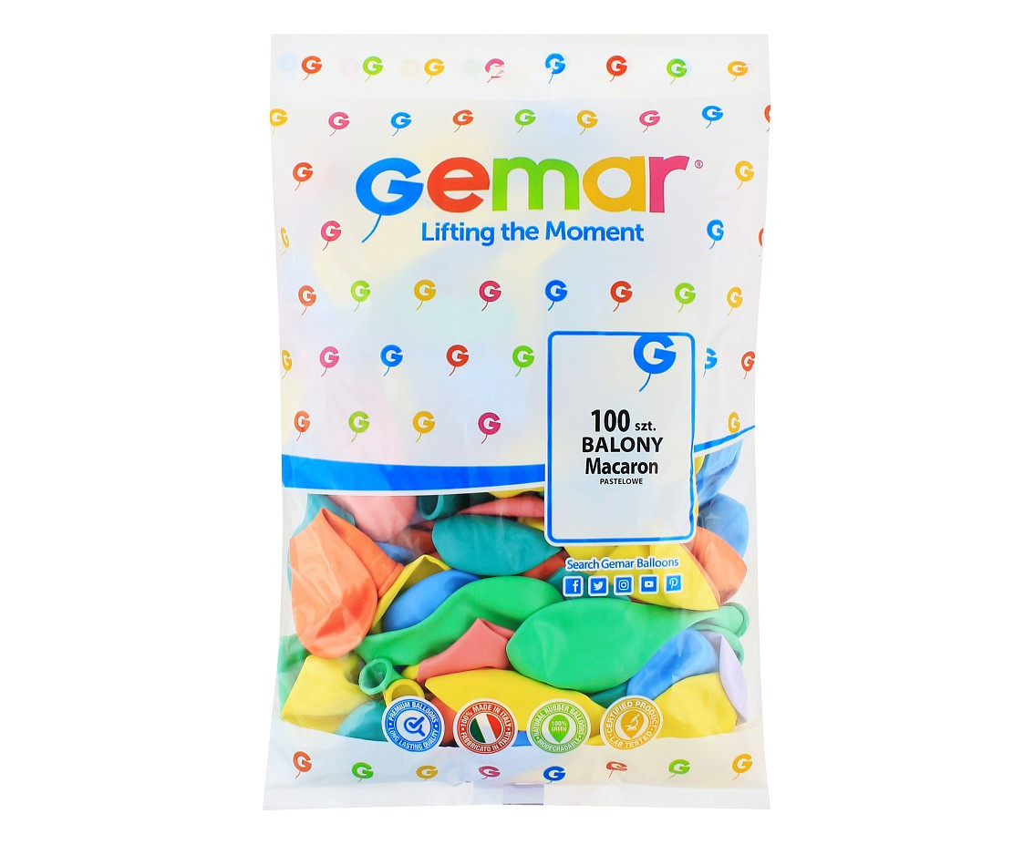 Balloons Gemar 12", pastel mix macaron, 100pcs EOL