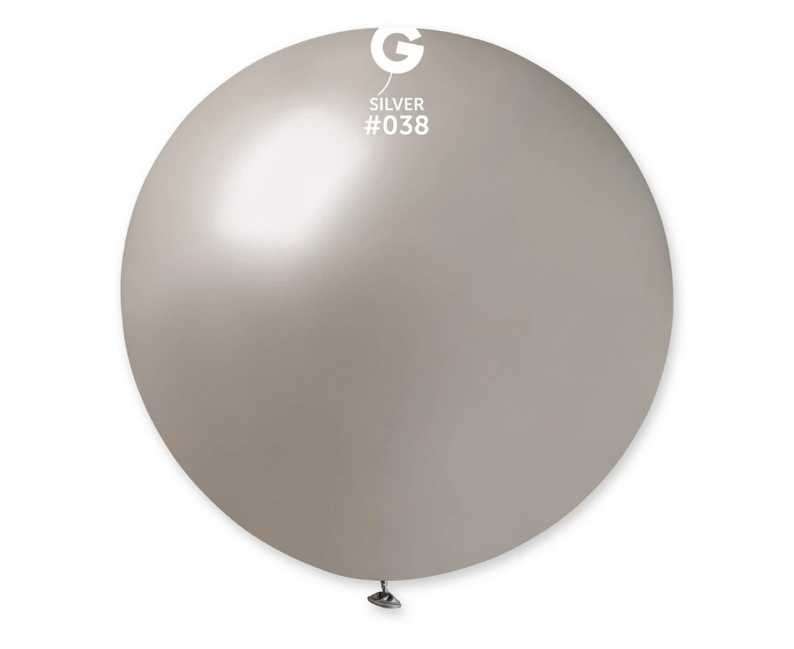 Balloons Gemar, ball metallic 0.80m silver, 1pc