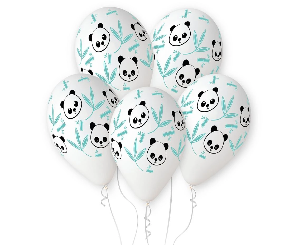 Balloons Gemar 13", pastel premium helium panda & bamboo, 5pcs