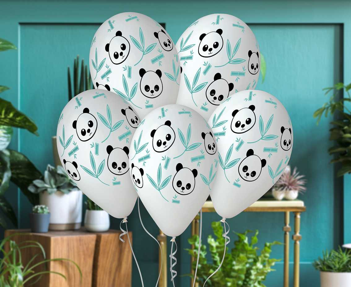 Balloons Gemar 13", pastel premium helium panda & bamboo, 5pcs