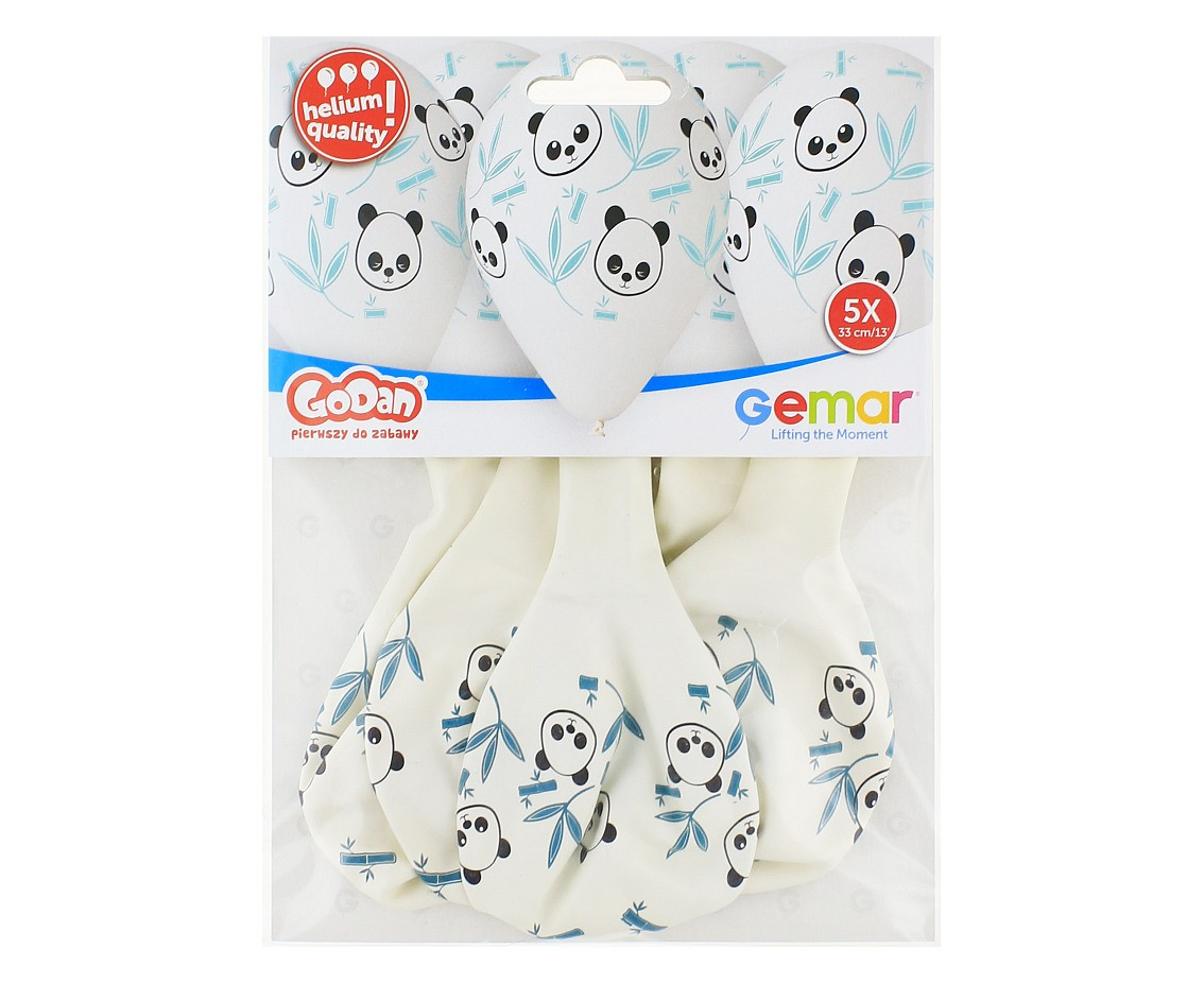 Balloons Gemar 13", pastel premium helium panda & bamboo, 5pcs