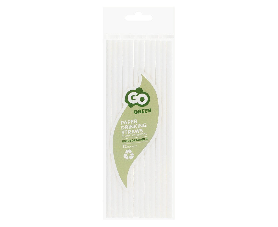 Paper Drinking Straws, white, 6x197 mm / 12 pcs. EOL
