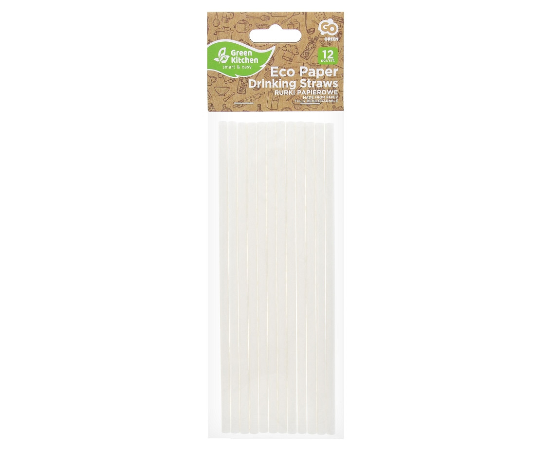 Paper Drinking Straws, white, 6x197 mm / 12 pcs. EOL