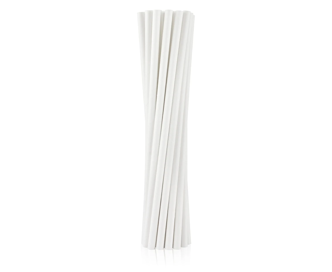 Paper Drinking Straws, white, 6x197 mm / 12 pcs. EOL