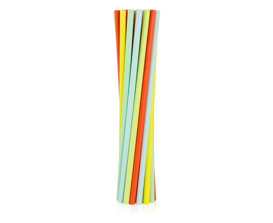 Paper Drinking Straws, pastel colours assorted, 6x197 mm / 12 pcs. EOL